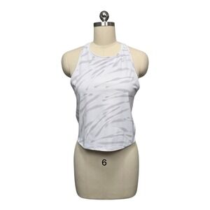 Athleta White Grey‎ Zebra Print Racerback Tank Top Women's Size Medium Athletic